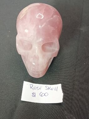 Hand-Carved Rose Quartz Skull Accent - Pink( SOLD)